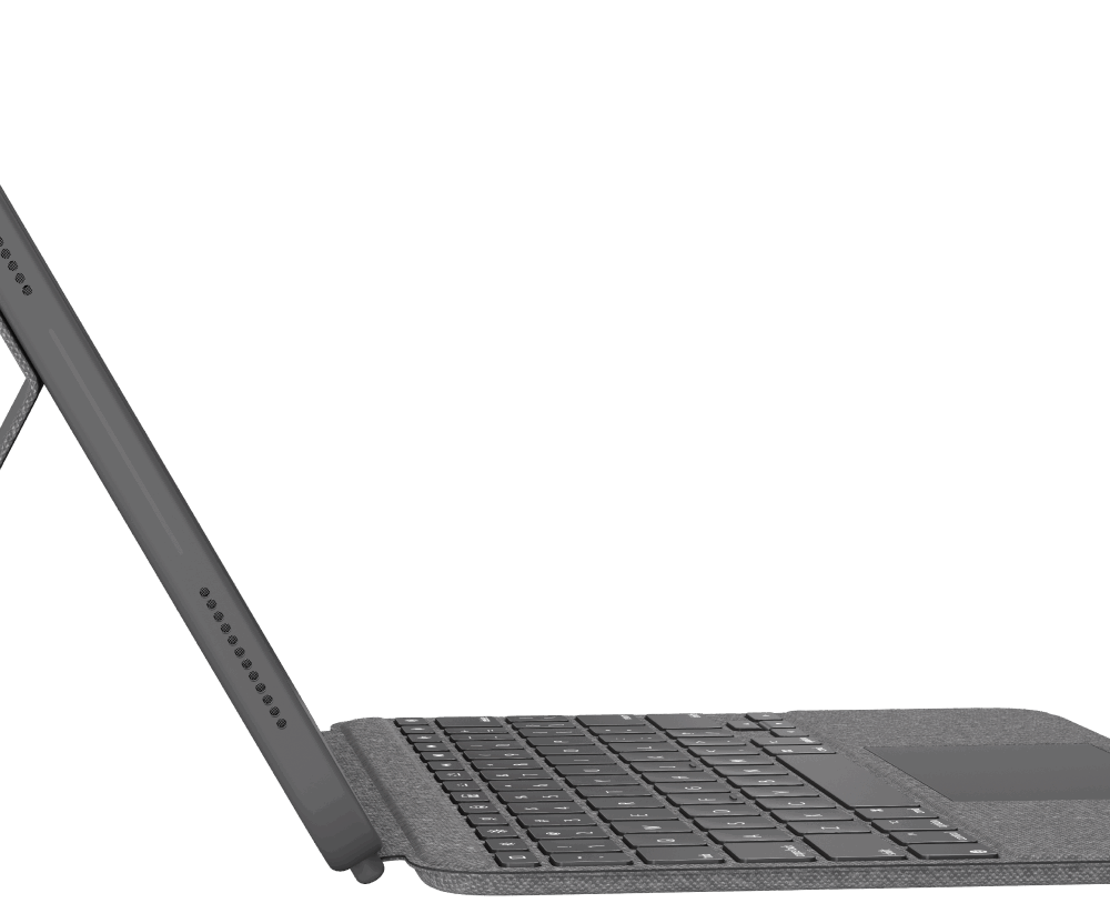 Logitech Combo Touch - Tastatur und Foliohülle - mit Trackpad - hintergrundbeleuchtet - Apple Smart connector - QWERTY - GB - Oxford Gray (920-011441)