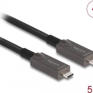 Delock - USB-Kabel - 24 pin USB-C (M) zu 24 pin USB-C (M) - USB 3,2 Gen 2 - 3 A - 5,0m - USB Power Delivery (60W), unterstützt 4K 144 Hz (3840 x 2160), bis zu 10 Gbps Datentransferrate, supports 2 lanes DisplayPort 1,4, DP Alt mode support, 4K30Hz (3840 x 2160) support (without DSC), 4K60Hz (3840 x 2160) support (without DSC) - Schwarz (84146)