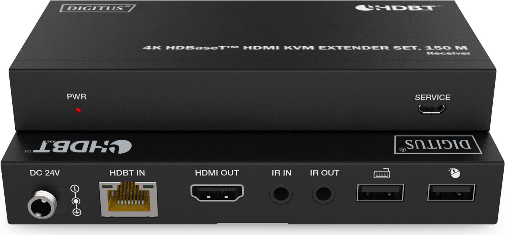 DIGITUS 4K HDBaseT DS-55522 - Sender und Empfänger - Video/Audio/USB-Verlängerungskabel - HDBaseT - über CAT 6a/7/8 - bis zu 150 m (DS-55522)