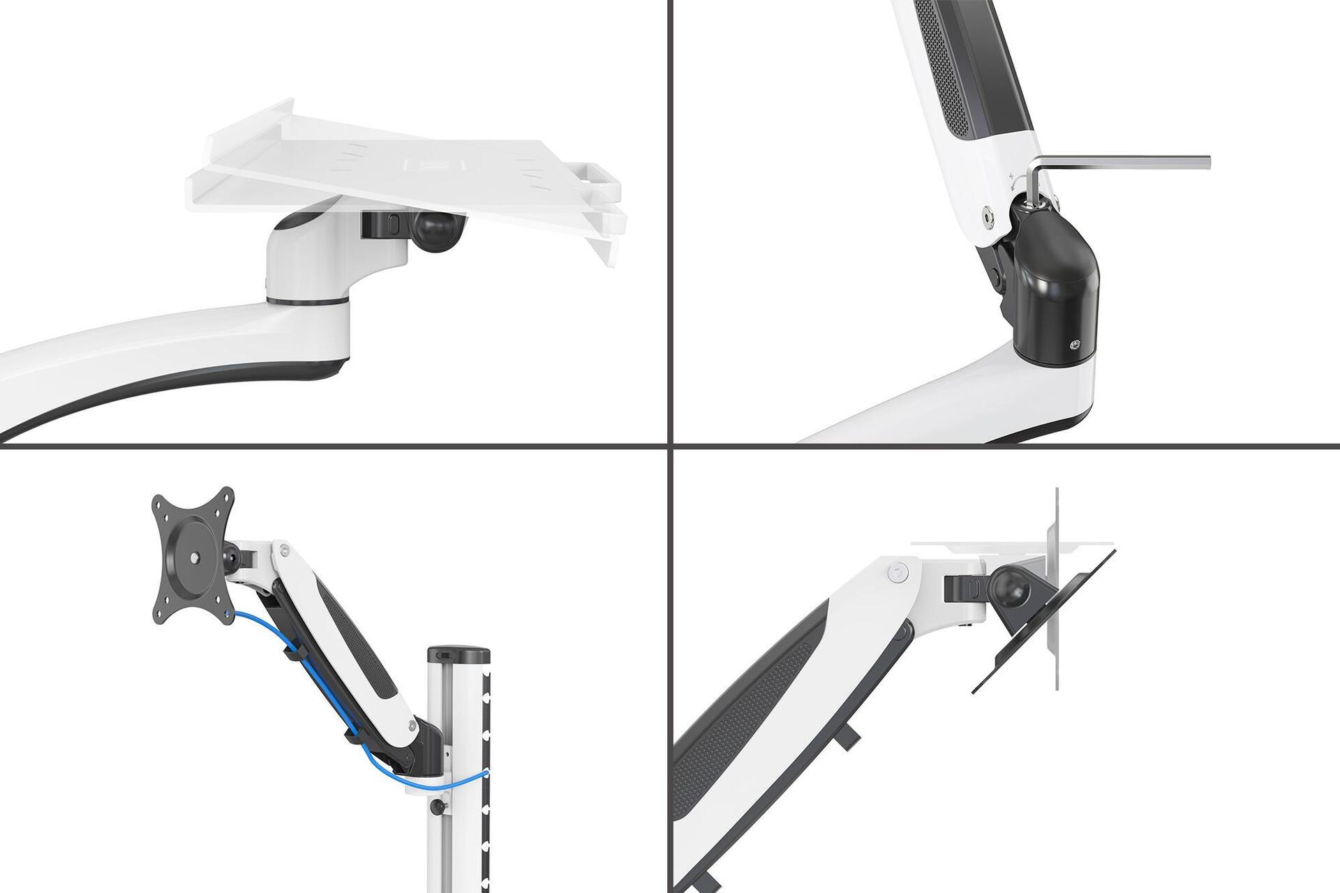 Digitus Arbeitsplatz (Monitor - Tastatur - Maus) Wandmontage - 81,3 cm (32" ) - 8 kg - 100 x 100 mm - Höhenverstellung - 4,05 kg - Schwarz - Weiß (DA-90451)
