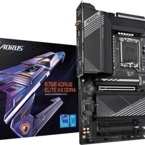GIGABYTE AORUS B760 ELITE AX DDR4 - 1.X - Motherboard - ATX - LGA1700-Sockel - B760 Chipsatz - USB 3,2 Gen 1, USB 3,2 Gen 2, USB-C 3,2 Gen2 - 2,5 Gigabit LAN, Bluetooth, Wi-Fi - Onboard-Grafik (CPU erforderlich) - HD Audio (8-Kanal) (B760 A ELITE AX DDR4)