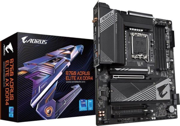 GIGABYTE AORUS B760 ELITE AX DDR4 - 1.X - Motherboard - ATX - LGA1700-Sockel - B760 Chipsatz - USB 3,2 Gen 1, USB 3,2 Gen 2, USB-C 3,2 Gen2 - 2,5 Gigabit LAN, Bluetooth, Wi-Fi - Onboard-Grafik (CPU erforderlich) - HD Audio (8-Kanal) (B760 A ELITE AX DDR4)