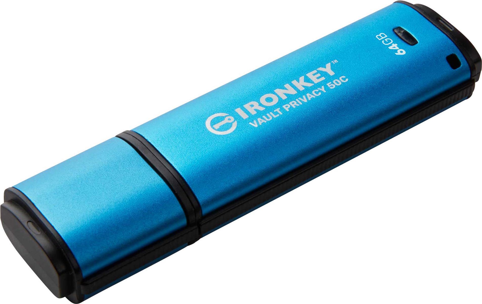 Kingston IronKey Vault Privacy 50C - USB-Flash-Laufwerk - verschlüsselt - 64GB - USB-C 3,2 Gen 1 - TAA-konform (IKVP50C/64GB)