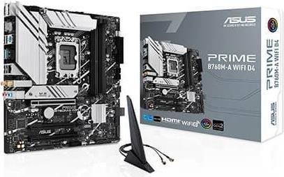 ASUS PRIME B760M-A WIFI D4 - Intel - LGA 1700 - Intel® Celeron® - Intel® Core™ i3 - Intel® Core™ i5 - Intel® Core™ i7 - Intel® Core™ i9,... - LGA 1700 - DDR4-SDRAM - 128 GB (90MB1CX0-M0EAY0)