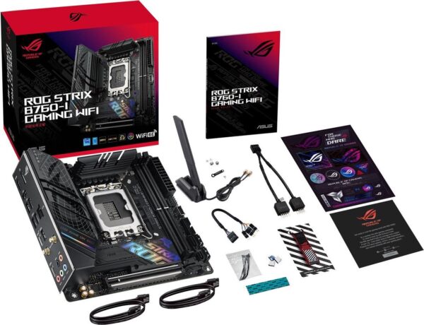 ASUS ROG STRIX B760-I GAMING WIFI - Intel - LGA 1700 - Intel® Celeron® - Intel® Core™ i3 - Intel® Core™ i5 - Intel® Core™ i7 - Intel® Core™ i9,... - LGA 1700 - DDR5-SDRAM - 64 GB (90MB1D90-M0EAY0)