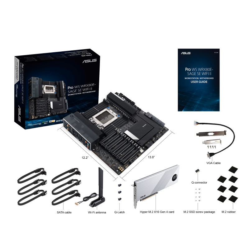 ASUS Pro WS WRX80E-SAGE SE WIFI II AMD WRX80 Buchse sWRX8 Erweitertes ATX (90MB1E60-M0EAY0)