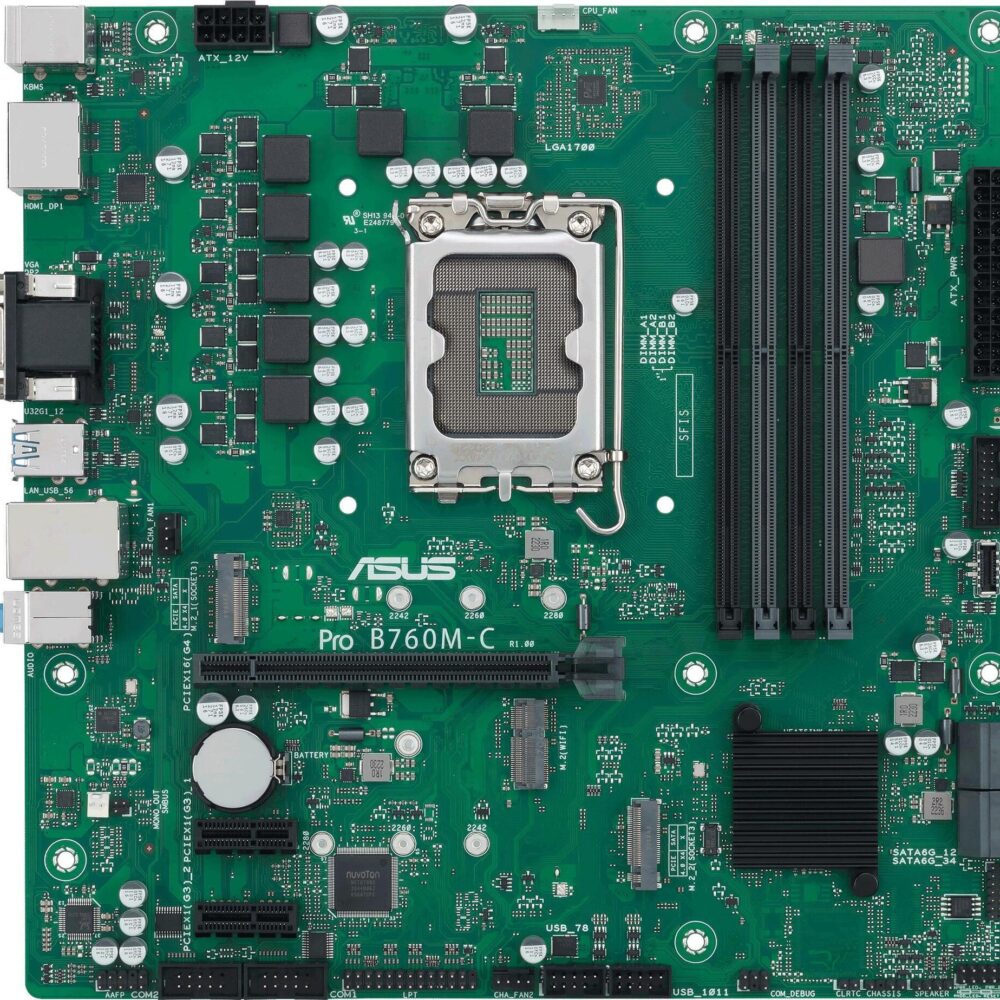 ASUS PRO B760M-C-CSM - Intel - LGA 1700 - Intel® Celeron® - Intel® Core™ i3 - Intel® Core™ i5 - Intel® Core™ i7 - Intel® Core™ i9,... - LGA 1700 - DDR5-SDRAM - 128 GB (90MB1DX0-M0EAYC)