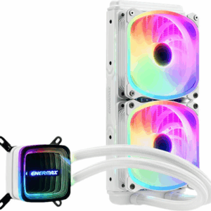 ENERMAX AQUAADV ARGB Snow White 240 AIO CPU Wasserkuehlung Intel LGA1700 AM5 Ready,250W+ TDP 2x 240mm PWM SquA RGB-Luefter (ELC-AQFA240-SQA-W)