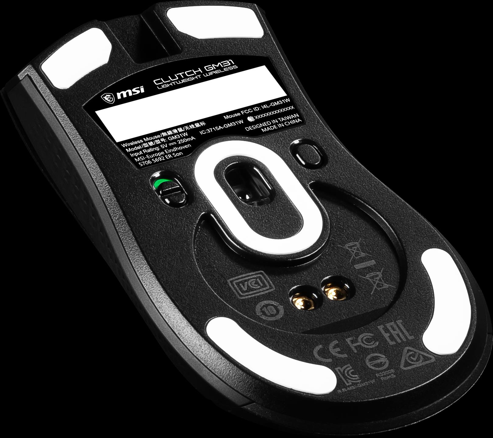 MSI Clutch GM31 - Maus - ergonomisch - optisch - 6 Tasten - kabellos - 2,4 GHz - kabelloser Empfänger (USB) (S12-4300980-CLA)