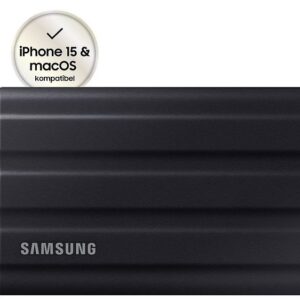 Samsung T7 Shield MU-PE4T0S - SSD - verschlüsselt - 4 TB - extern (tragbar) - PCs, Macs, Android-Geräte, Smart TVs - USB 3.2 Gen 2 (USB-C Steckverbinder) 256-Bit-AES Schwarz (MU-PE4T0S/EU)