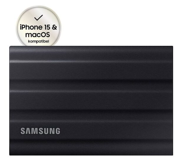Samsung T7 Shield MU-PE4T0S - SSD - verschlüsselt - 4 TB - extern (tragbar) - PCs, Macs, Android-Geräte, Smart TVs - USB 3.2 Gen 2 (USB-C Steckverbinder) 256-Bit-AES Schwarz (MU-PE4T0S/EU)