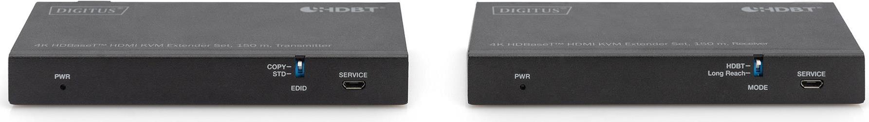 Digitus 4K HDBaseT™ HDMI KVM Extender Set - 150 m - Sender und Empfänger - Kabelgebunden - 150 m - Cat6a -Cat.7 Rohkabel - Cat8 - 60 Hz - Schwarz (DS-55526)