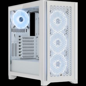 CORSAIR iCUE 4000D RGB Airflow - Mid tower - E-ATX - Seitenteil mit Fenster (gehärtetes Glas) - keine Spannungsversorgung (ATX) - True White - USB/Audio (CC-9011241-WW)