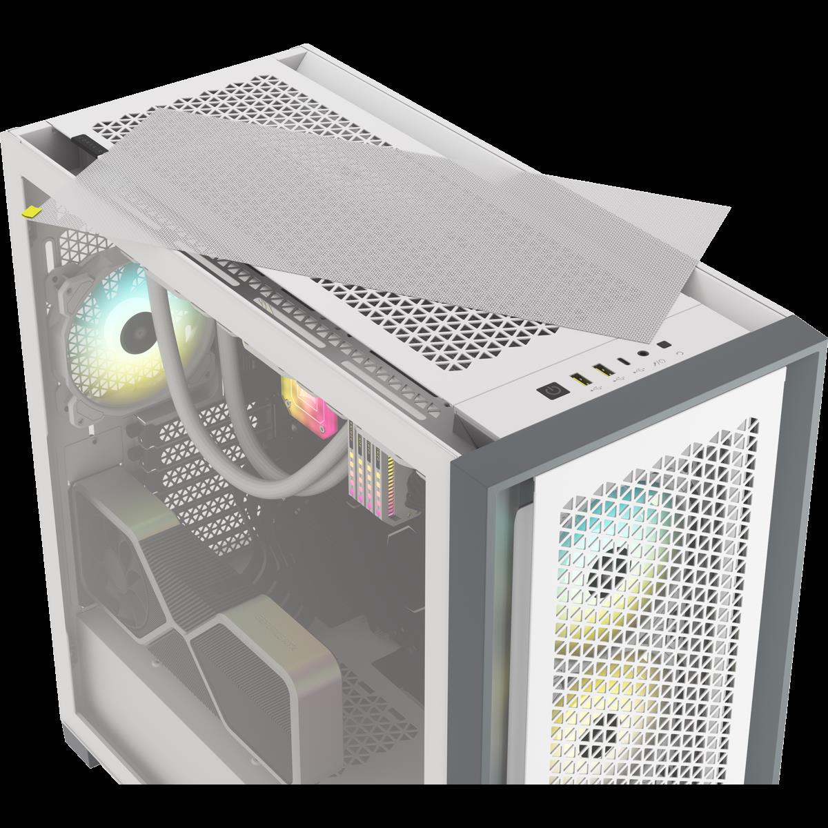 CORSAIR iCUE 5000D RGB Airflow - Mid tower - E-ATX - Seitenteil mit Fenster (gehärtetes Glas) - keine Spannungsversorgung (ATX) - True White - USB/Audio (CC-9011243-WW)