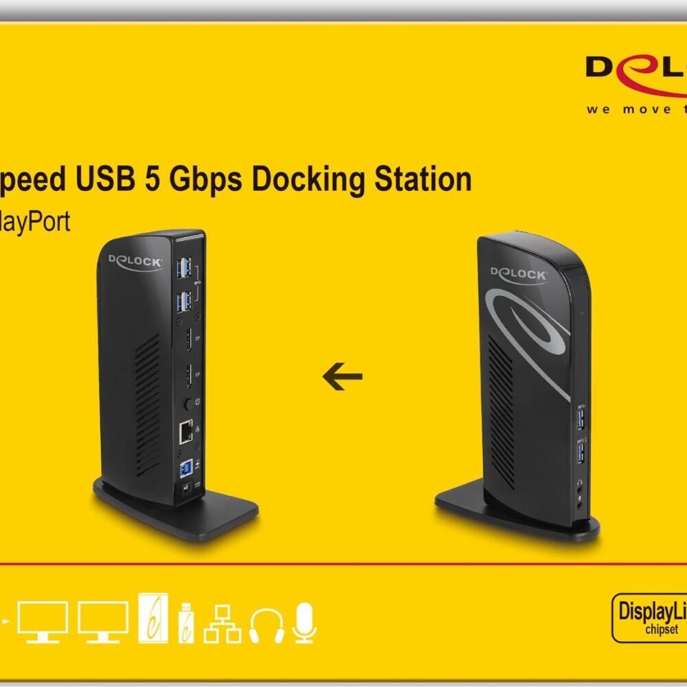 DeLOCK 87728 Notebook-Dockingstation & Portreplikator Andocken USB 3.2 Gen 1 (3.1 Gen 1) Type-A + Type-C Schwarz (87728)