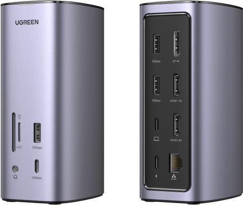 Ugreen USB-C Multifunctional Docking Station 12-in-1 - Silber - Lenovo Yoga Book - Dell XPS 13 9305 - MacBook Pro /Air - HP Spectre x360 13 - Dell XPS 15 BOOK - 9,91 mm - 9,91 mm - 9,91 mm - 10,007 g (90325)