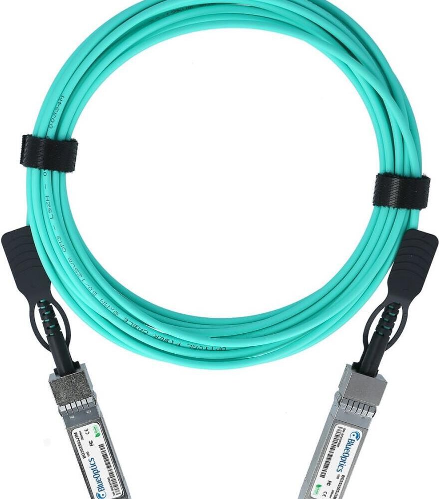 Ubiquiti Networks UACC-AOC-SFP10-25M kompatibles Aktives Optisches Kabel (AOC) als 10 Gigabit Variante, mit SFP+ auf SFP+ Verbindung, für den Anschluss von Hardware in Racks und über benachbarte Racks hinweg. BlueOptics Ubiquiti Networks UACC-AOC-SFP10-25 (UACC-AOC-SFP10-25M-BO)
