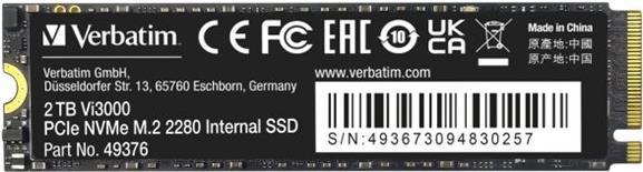 Verbatim Vi3000 - SSD - High Endurance - 2TB - NVMe - intern - M.2 2280 (M.2 2230) - PCIe 3.0 x4 (49376)