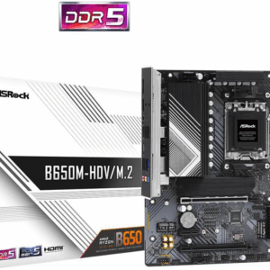 ASRock B650M-HDV/M.2 - Motherboard - micro ATX - Socket AM5 - AMD B650 Chipsatz - USB-C 3,2 Gen2, USB-C 3,2 Gen 1, USB 3,2 Gen 1 - 2,5 Gigabit LAN - Onboard-Grafik (CPU erforderlich) - HD Audio (8-Kanal) (90-MXBLA0-A0UAYZ)