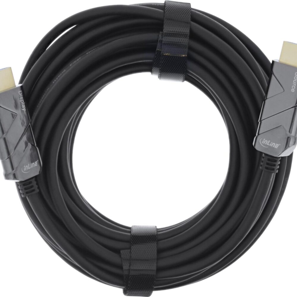 InLine® HDMI AOC Kabel, Ultra High Speed HDMI Kabel, 8K4K, schwarz, 80m (17980I)