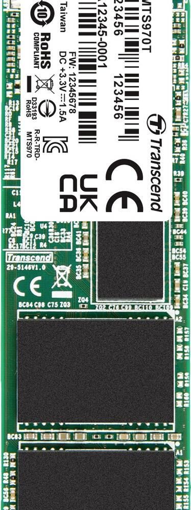 Transcend MTS970T. SSD Speicherkapazität: 2000 GB, SSD-Formfaktor: M.2, Lesegeschwindigkeit: 560 MB/s, Schreibgeschwindigkeit: 520 MB/s, Datenübertragungsrate: 6 Gbit/s, Komponente für: PC/Notebook (TS2TMTS970T)