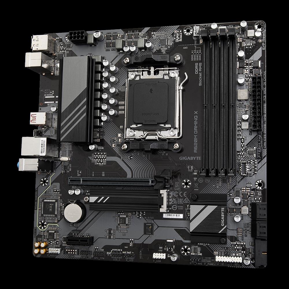 Gigabyte A620M GAMING X - Motherboard - micro ATX - Socket AM5 - AMD A620 Chipsatz - USB 3,2 Gen 1, USB-C 3,2 Gen 1, USB-C 3,2 Gen 2x2 - Gigabit LAN - Onboard-Grafik (CPU erforderlich) - HD Audio (8-Kanal) (A620M GAMING X)