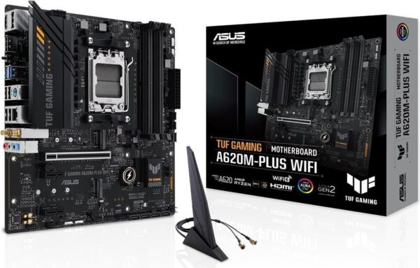 ASUS TUF GAMING A620M-PLUS WIFI - Motherboard - micro ATX - Socket AM5 - AMD A620 Chipsatz - USB 3,2 Gen 1, USB-C 3,2 Gen 1 - Gigabit LAN, 2,5 Gigabit LAN, Bluetooth, Wi-Fi - Onboard-Grafik (CPU erforderlich) - HD Audio (8-Kanal) (90MB1F00-M0EAY0)