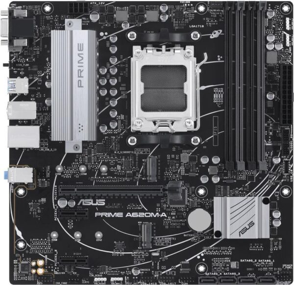 ASUS PRIME A620M-A-CSM - Motherboard - micro ATX - Socket AM5 - AMD A620 Chipsatz - USB-C 3,2 Gen 1, USB 3,2 Gen 1 - Gigabit LAN - Onboard-Grafik (CPU erforderlich) - HD Audio (8-Kanal) (90MB1F10-M0EAYC)