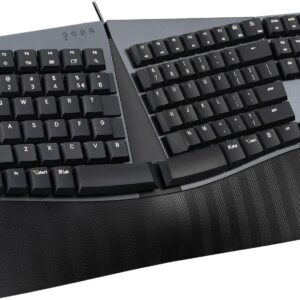 Perixx PERIBOARD-335 DE RD, Kabelgebundene ergonomische mechanische kompakte Tastatur - flache rote lineare Schalter (PERIBOARD-335 DE RD)