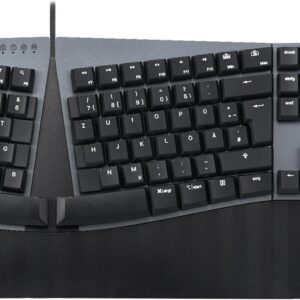 Perixx PERIBOARD-535 DE RD, Kabelgebundene ergonomische mechanische Tastatur - flache rote lineare Schalter (PERIBOARD-535 DE RD)