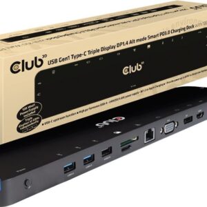 Club 3D CSV-1565 - Dockingstation - USB-C - VGA, HDMI, DP - GigE - 100 Watt