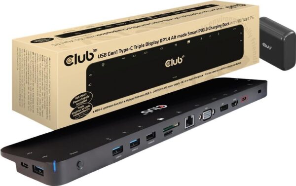 Club 3D CSV-1565 - Dockingstation - USB-C - VGA, HDMI, DP - GigE - 100 Watt