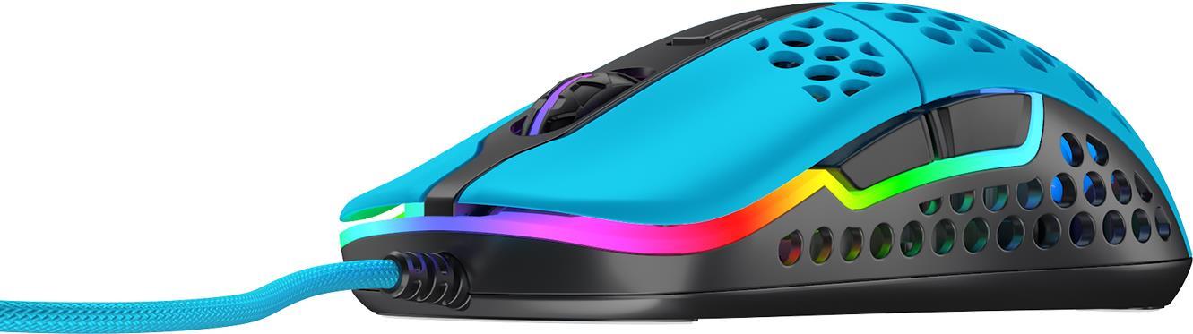 Xtrfy M42. Formfaktor: Beidhändig. Bewegungerfassungs Technologie: Optisch, Geräteschnittstelle: USB Typ-A, Bewegung Auflösung: 16000 DPI, Tastentyp: Gedrückte Tasten, Scroll Typ: Rad, Beschleunigung (Max.): 50 G. Farben der Beleuchtung: Multi. Energiequelle: Kabel. Produktfarbe: Blau (M42-RGB-BLUE)