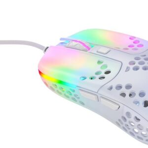 Xtrfy MZ1. Bewegungerfassungs Technologie: Optisch, Geräteschnittstelle: USB Typ-A, Reaktionszeit: 8 ms, Tastentyp: Gedrückte Tasten, Scroll Typ: Ring, Beschleunigung (Max.): 50 G. Farben der Beleuchtung: Blau, Grün, Rot. Energiequelle: Kabel. Produktfarbe: Weiß (MZ1-RGB-WHITE-TP)