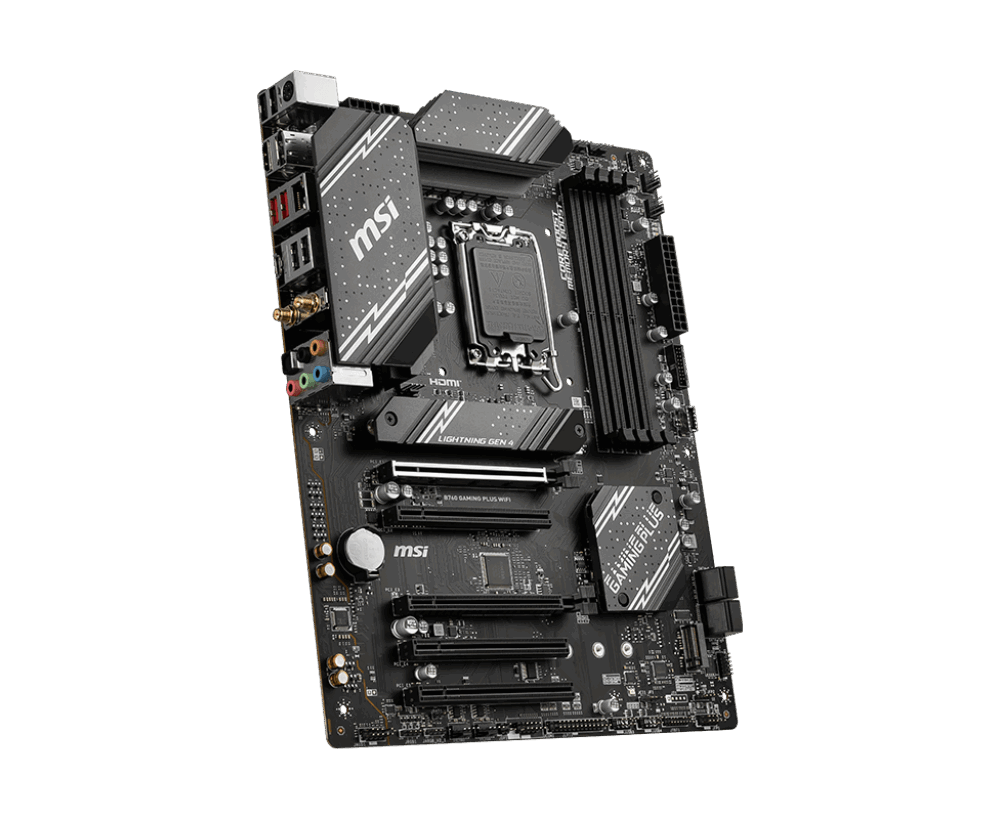 MSI B760 GAMING PLUS WIFI - Motherboard - ATX - LGA1700-Sockel - B760 Chipsatz - USB 3,2 Gen 1, USB 3,2 Gen 2, USB-C 3,2 Gen2 - 2,5 Gigabit LAN, Bluetooth, Wi-Fi - Onboard-Grafik (CPU erforderlich) - HD Audio (8-Kanal) (7D98-007R)