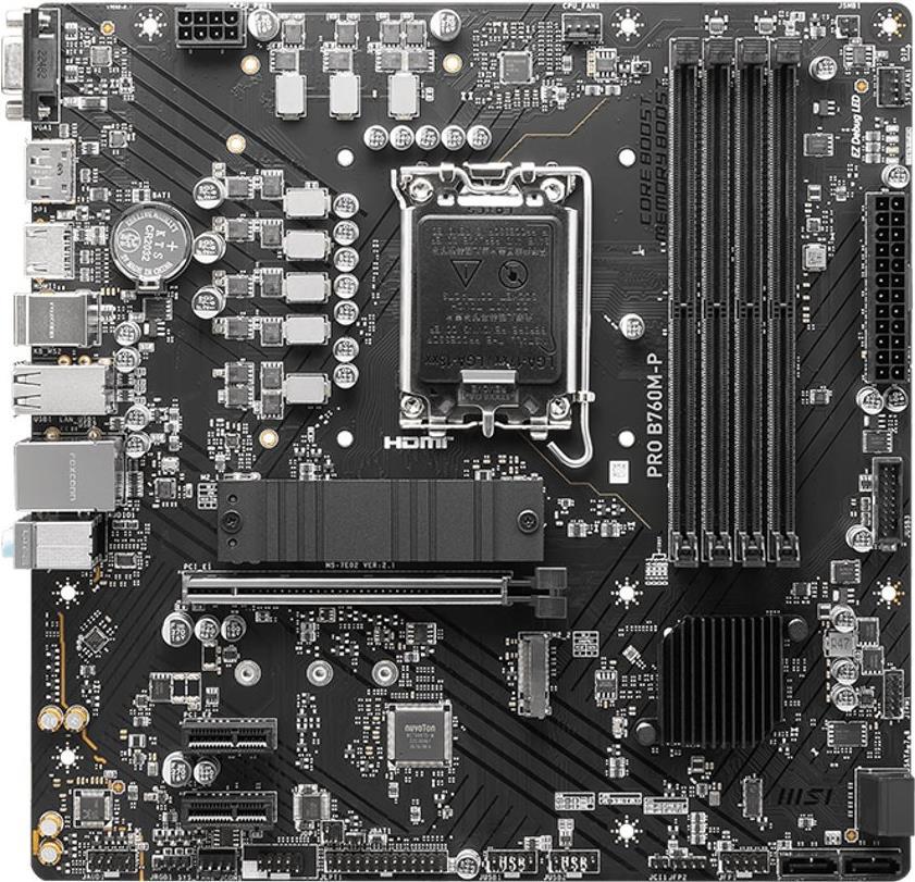 MSI PRO B760M-P - Motherboard - micro ATX - LGA1700-Sockel - B760 Chipsatz - USB 3,2 Gen 1, USB-C 3,2 Gen2 - Gigabit LAN - Onboard-Grafik (CPU erforderlich) - HD Audio (8-Kanal) (7E02-009R)