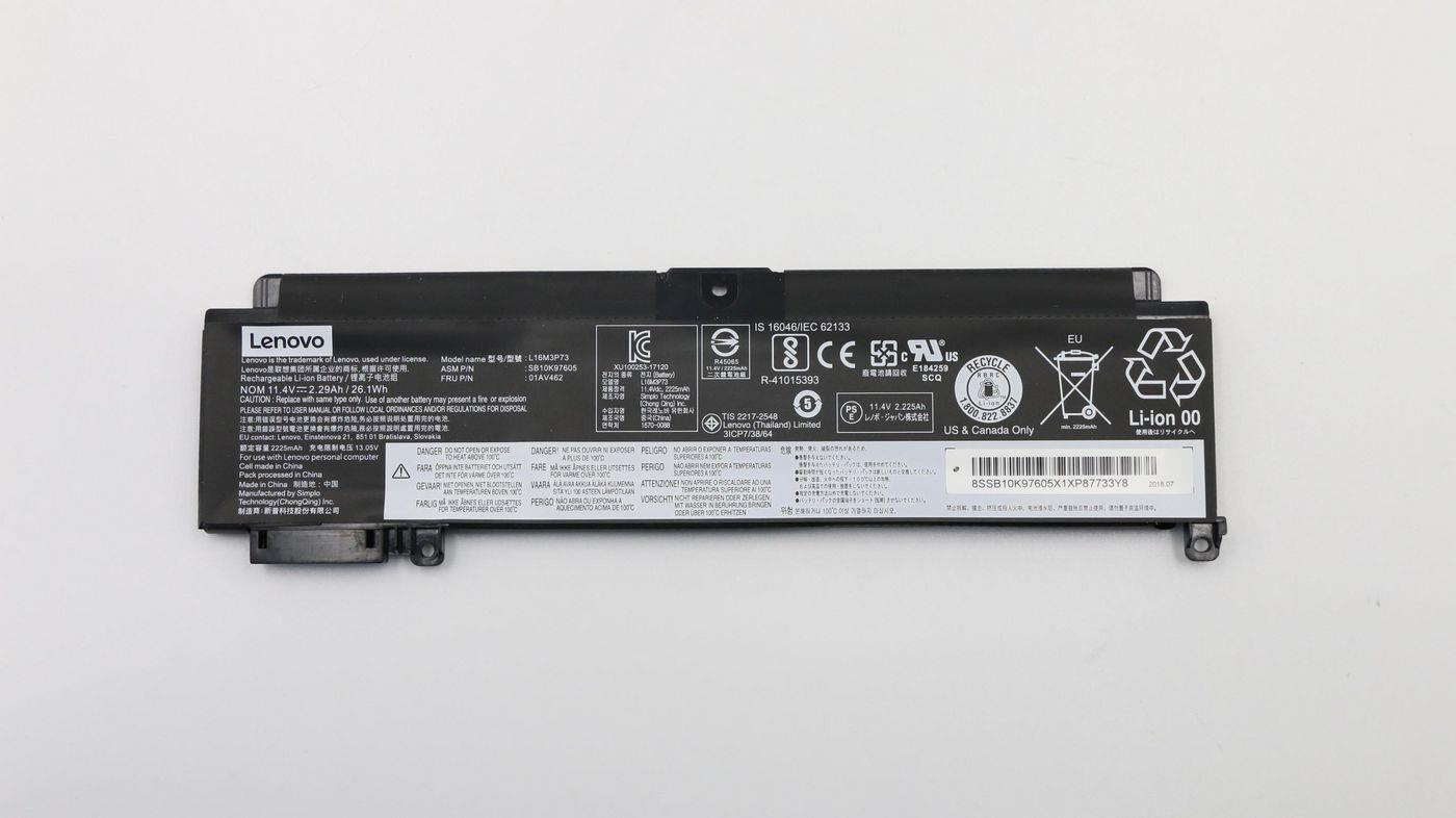 Lenovo - Laptop-Batterie - Lithium-Ionen - 3 Zellen - 26.1 Wh - FRU - für ThinkPad T460s 20F9, 20FA