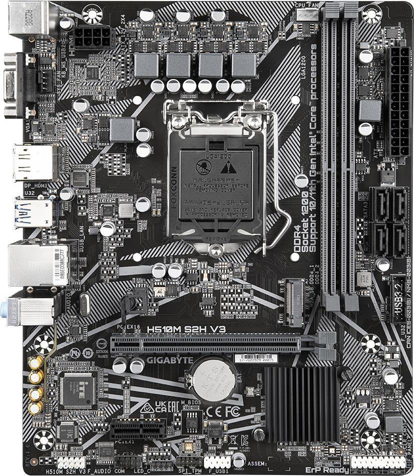 Gigabyte H510M S2H V3 - 1,0 - Motherboard - micro ATX - LGA1200-Sockel - H470 Chipsatz - USB 3,2 Gen 1 - Gigabit LAN - Onboard-Grafik (CPU erforderlich) - HD Audio (8-Kanal) (H510M S2H V3)