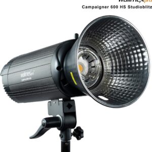 Walimex pro Campaigner 600 HS Studioblitz mit Integriertem 2.4 GHz Empfänger, 600 Ws, Schnelle Abbrennzeit, LED-Einstelllicht Und Benutzerfreundliches Bedienpanel, Hochwertiger Aluminium-Finish (1023331)