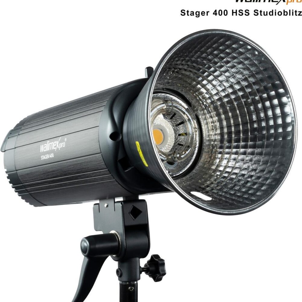 Walimex Pro Stager 400 HSS Studioblitz - leistungsstarker Studioblitz mit 2,4 GHz Empfänger, HSS-Modus, 400 Ws, kurze Abbrennzeit, LED-Einstelllicht, für Profifotografen (1023358)