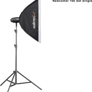 Walimex pro Newcomer 100 Set Single - 100 Ws Blitzleistung, auslösen per Funk 2,4GHz, LED-Einstelllicht, Blitzdauer 1/800-1/1200s, Bowens/walimex pro-Anschluss, ideal für kleine Studios (1023373)