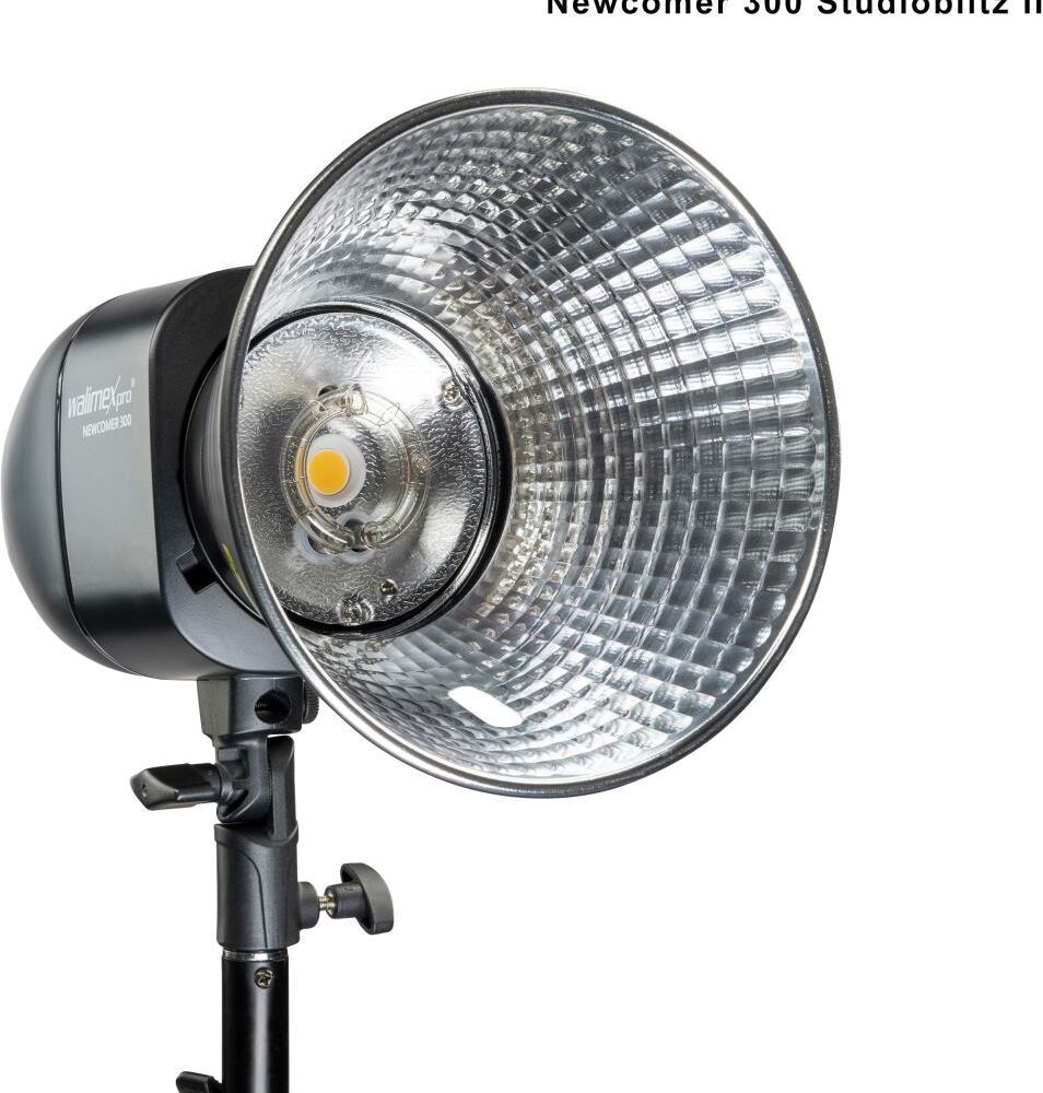 Walimex pro Newcomer 300 II Set Single - 300 Ws Blitzleistung, auslösen per Funk 2,4GHz, LED-Einstelllicht, Blitzdauer 1/800-1/1200s, Bowens/walimex pro-Anschluss, ideal für kleine Studios (1023375)