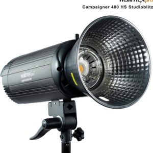 Walimex pro Campaigner 400 HS Set Single mit integriertem 2.4 GHz Empfänger, 400 Ws, Schnelle Abbrennzeit, LED-Einstelllicht Und Benutzerfreundliches Bedienpanel, Hochwertiger Aluminium-Finish (1023381)