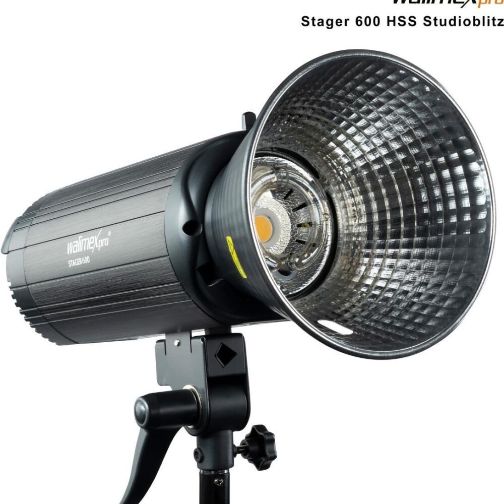Walimex Pro Stager 600 HSS Set Single - leistungsstarker Studioblitz mit 2,4 GHz Empfänger, HSS-Modus, 600 Ws, Kurze Abbrennzeit, LED-Einstelllicht, für Profifotografen (1023387)