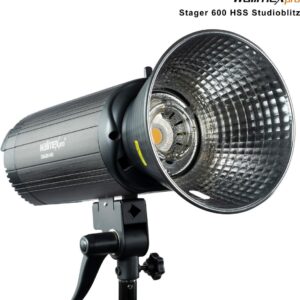 Walimex Pro Stager 600 HSS Set Single - leistungsstarker Studioblitz mit 2,4 GHz Empfänger, HSS-Modus, 600 Ws, Kurze Abbrennzeit, LED-Einstelllicht, für Profifotografen (1023387)