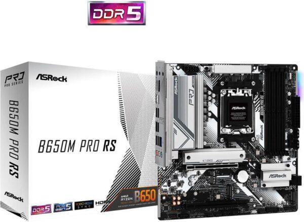 ASRock B650M PRO RS - Motherboard - micro ATX - Socket AM5 - AMD B650 Chipsatz - USB 3,2 Gen 1, USB 3,2 Gen 2, USB-C 3,2 Gen2, USB-C 3,2 Gen 1 - 2,5 Gigabit LAN - Onboard-Grafik (CPU erforderlich) - HD Audio (8-Kanal) (90-MXBLP0-A0UAYZ)