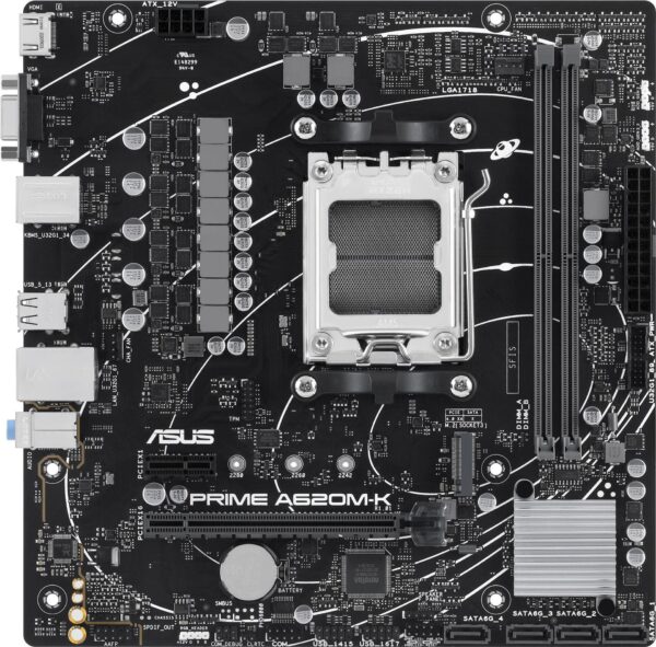 ASUS PRIME A620M-K - Motherboard - micro ATX - Socket AM5 - AMD A620 Chipsatz - USB 3,2 Gen 1 - Gigabit LAN - Onboard-Grafik (CPU erforderlich) - HD Audio (8-Kanal) (90MB1F40-M0EAY0)
