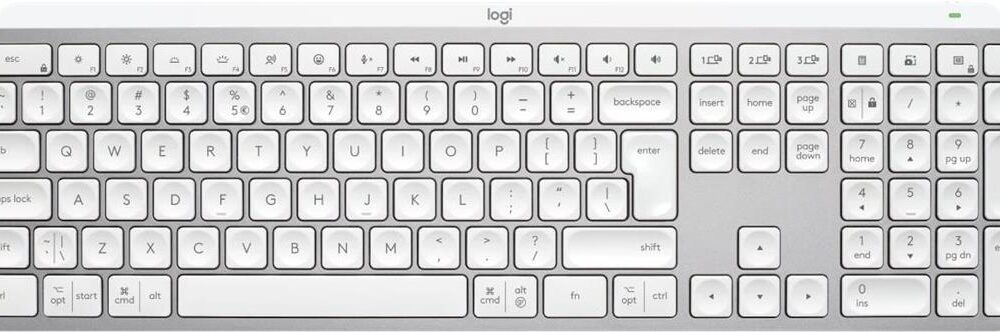 Logitech MX Keys S - Tastatur - hinterleuchtet - kabellos - Bluetooth LE - QWERTZ - Deutsch - Tastenschalter: Scissor-Key - Pale Gray (920-011566)
