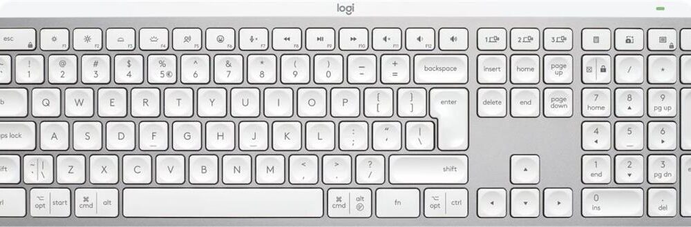 Logitech MX Keys S - Tastatur - hinterleuchtet - kabellos - Bluetooth LE - QWERTY - US-Englisch - Tastenschalter: Scissor-Key - Pale Gray