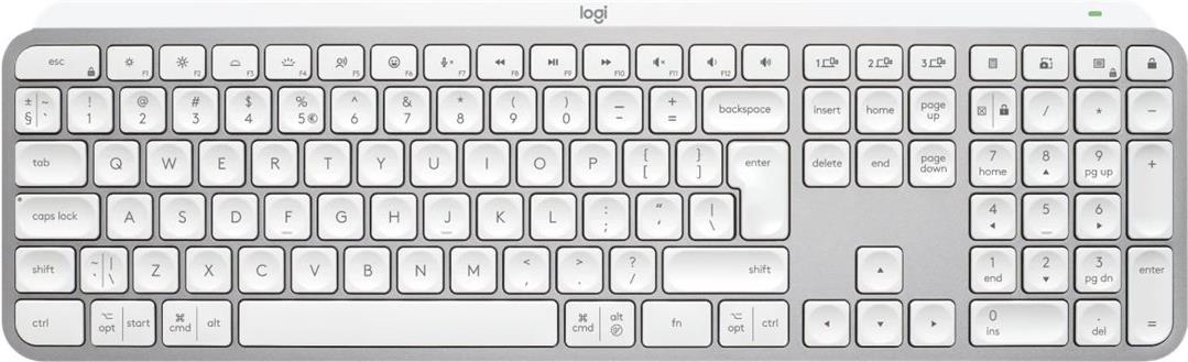 Logitech MX Keys S - Tastatur - hinterleuchtet - kabellos - Bluetooth LE - QWERTY - US-Englisch - Tastenschalter: Scissor-Key - Pale Gray